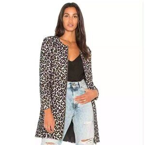 Cupcakes & Cashmere Leopard Adeltia Trench Coat, Size S, Long Animal Print Coat